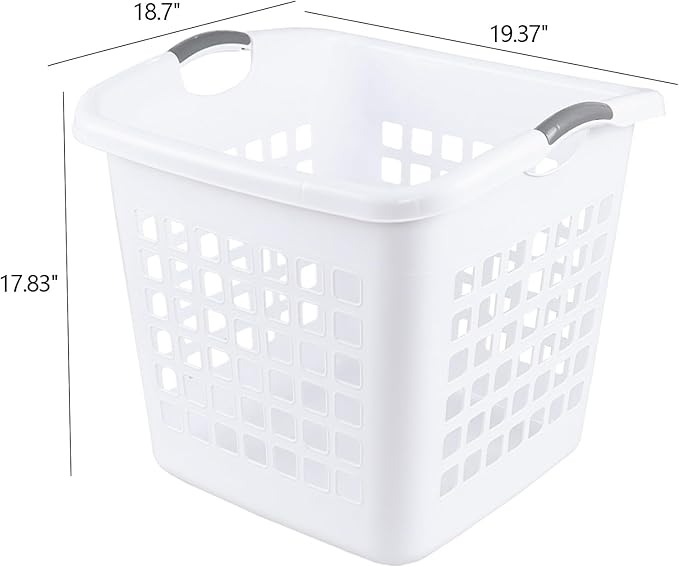 4 Packs Large White Laundry Basket, Plastic Clothes Hamper with Handles