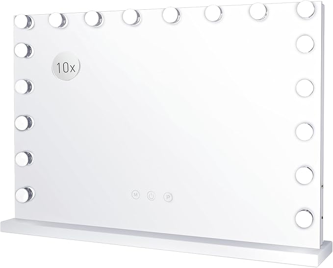 YOURLITE Vanity Mirror with Lights, 32"X25" Large Hollywood Mirror with Lights with 18 Bulbs, 3 Colors Modes & Adjustable Brightness,Vanity Mirror 10x Spot Mirror, USB Charging Port