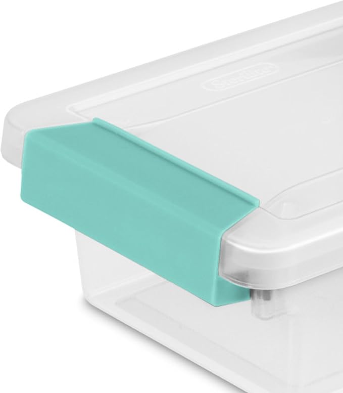 Sterilite 6-Pack Clip Box, Stackable Clear Plastic Bins with Latching Lids, Mini - Writing, Arts or Crafts Supplies Storage Containers for Home, Office, Classroom and Workshop Organization