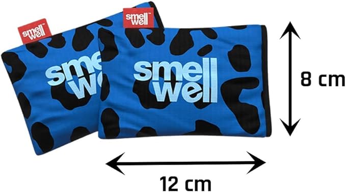SmellWell - Scented Shoe Deodorizer Inserts - Odor Eliminators - Activated Bamboo Charcoal + Minerals - Natural Fresheners for shoes, bags, gloves - 2 x 1.8oz Original Size Blue Leopard
