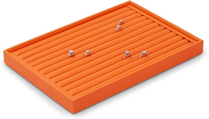 Leather Ring Earrings Trays Jewelery Tray Ring Earrings Organizer Tray For Rings, Earrings, Coins, Brooches Organizer (Orange)