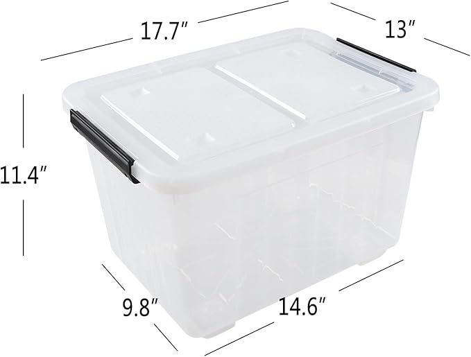 30 Quart Clear Storage Latch Bin with Lids, Clear Storage Totes with Lid, 4-Pack
