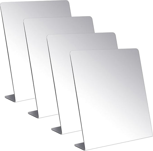 Amyhill 4 Pcs Counter Top Mirror Freestanding Mirror Single Sided Acrylic Desk Glass for Tabletop Bedroom Office Bathroom Home Dorm (9 x 10 Inch)