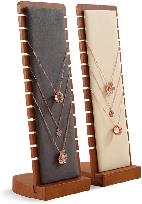 Necklace Holder, Jewelry Organizer,Wood Necklace Display,Premium Jewelry Display for Vendors,Luxury Chain Necklace Stand,Grey Necklace Storage
