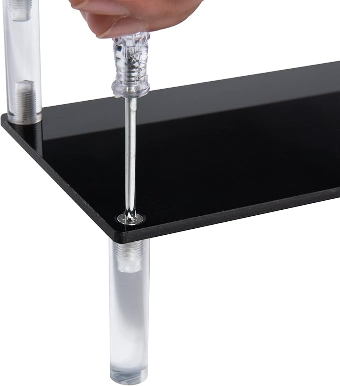 BYCY 2 Pack 2-Tier Black Acrylic Display Stand Display Shelf for Dessert Jewels Figurines, Cupcake Stand - 2 Pack ( 12" * 6.9" * 4.25" )