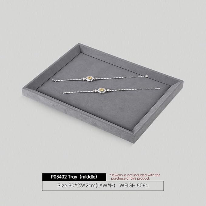 Velvet Jewelry Tray, Microfiber Tray,Premium Silver Jewelry Flat Tray,Felt Jewelry Organizer Trays For Watch,Necklace,Ring,Pendants