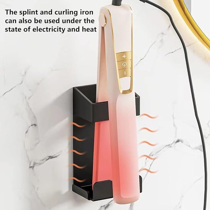 Stainless Steel Wall Mount Hair Tool Holder and Organizer Basket for Hair Dryer, Flat Iron, and Curling Tools