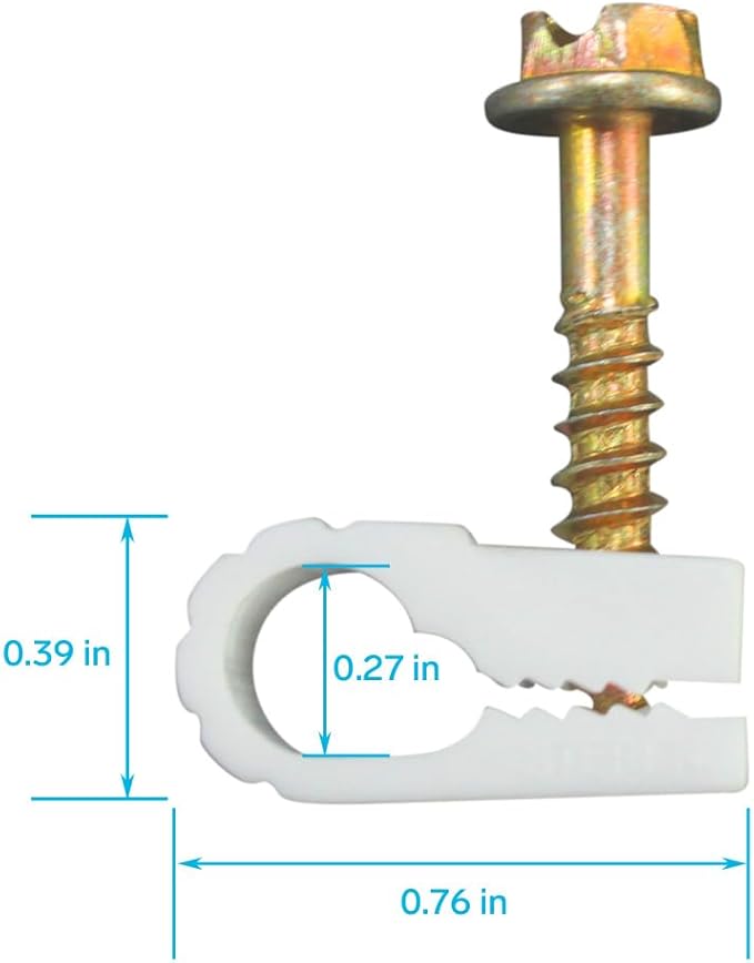 STEREN Coaxial Cable Clips - Cable Holder - Wire Clips - Siding Clips for Hanging - Cord Holder for Desk - Cable Clamps (White, 100 Count - Single Screw)