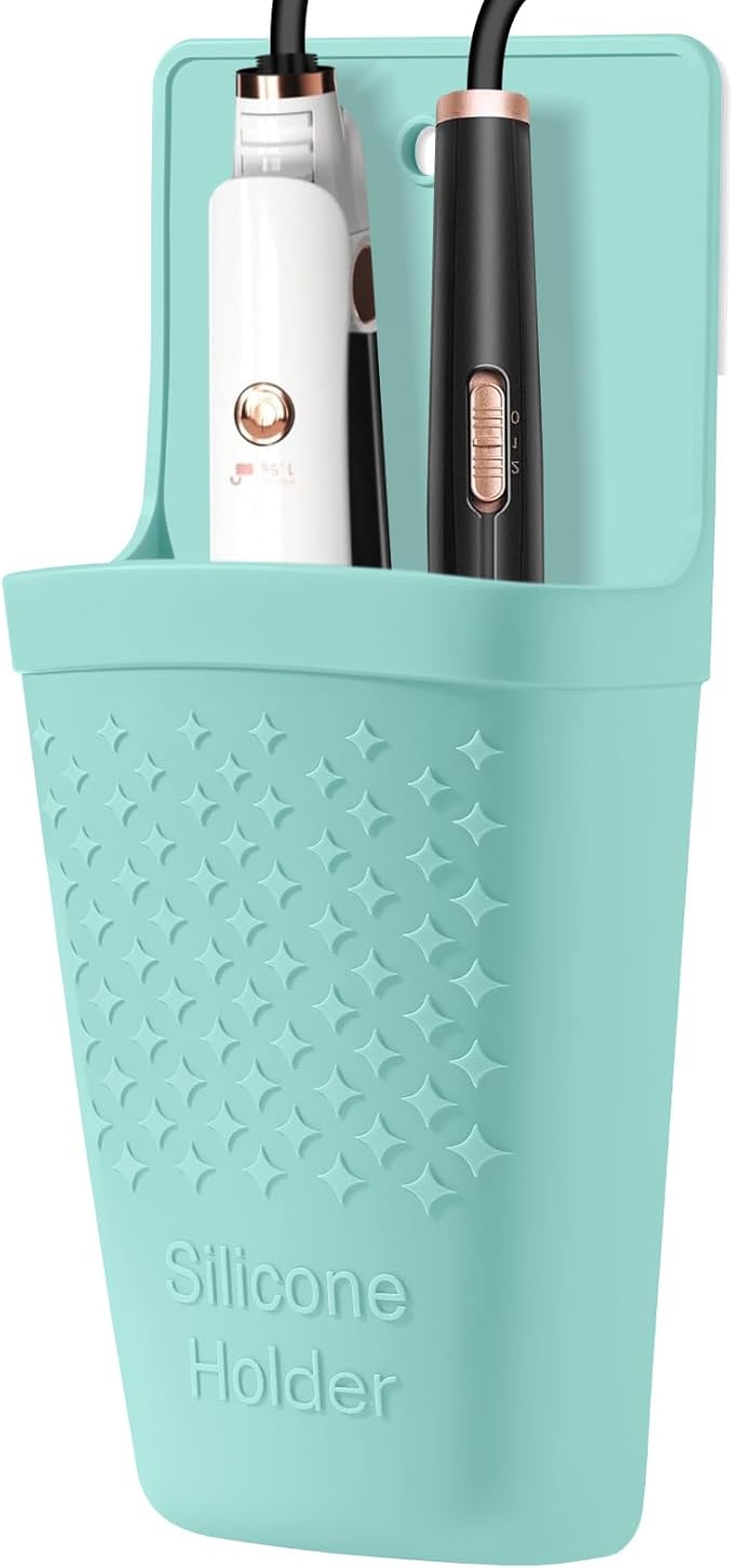 ZAKRA Curling Iron Holder,Heat Resistant Silicone Holder for Flat Iron,Hair Straightener,Hot Hair Tools,Vanity Accessories Organizer(Mintgreen)