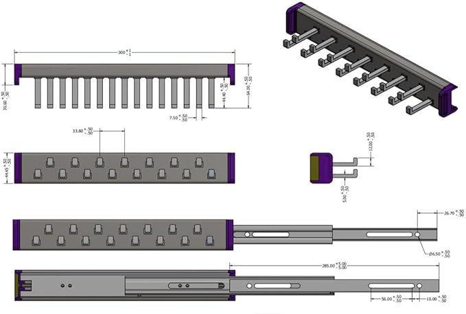 15-Hook Designer Wardrobe Reversible Closet Tie Rack with 11.22 Inch Retractable Pullout Extension (Matte Black)