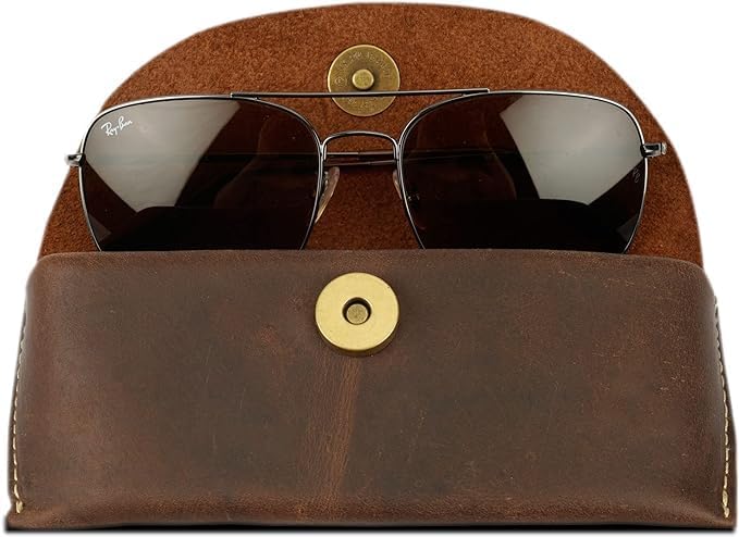 Leather Sunglasses Case Genuine Leather Eyeglass Case Soft Glasses Pouch Reading Glasses Case for Men & Women