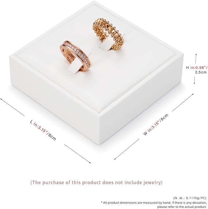 2 Slot Ring Stand PU Leather Rings Display Holder Rings Organizer White Jewelry Display Showcase