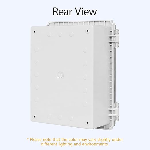 LeMotech Electrical Box, IP67 Waterproof Hinged Clear Cover Stainless Steel Latch Junction Box, ABS Plastic Electrical Enclosure with Mounting Plate,Wall Brackets, Cable Glands,8.2"x6.3"x3.9", Grey
