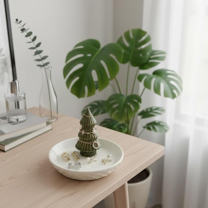 Moss Green Christmas Tree Ring Dish, Jewelry Holder, Jewelry Holder Dish, Christmas Tree Decor, Thanksgiving, Christmas