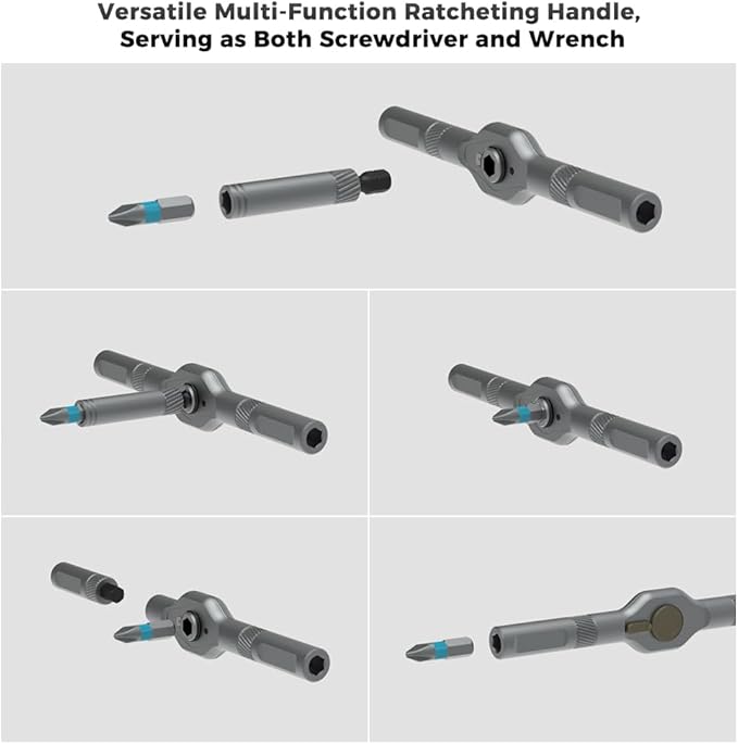 42 in 1 Magnetic Screwdriver, Screwdriver Set, Multi Bit Ratcheting Screwdriver Set with Storage Case Repair Tool Kit for Computer, Eyeglass, Bicycles, Watch, Ring Doorbell, Furniture and DIY