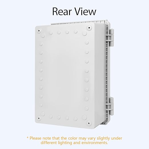 LeMotech Electrical Box, IP67 Waterproof Hinged Cover Stainless Steel Latch Junction Box, ABS Plastic Electrical Enclosure with Mounting Plate,Wall Brackets, Cable Glands,11.8"x7.7"x5.2",Grey