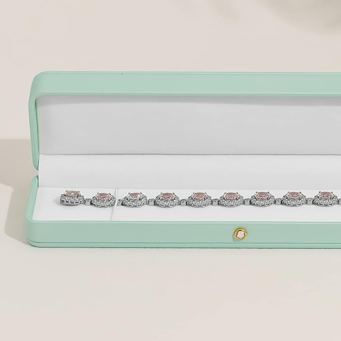 Oirlv Gorgeous Mint Green Necklace Box White Velvet Interior Long Chain Bracelet Necklace Storage Case
