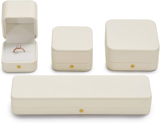 Oirlv Premium Leather Necklace Box White Necklace Presentation Box Velvet Interior Long Chain Bracelet Necklace Storage Case