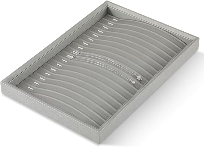 Necklace Display Leather Jewelry Display For Vendors,Grey Necklace Storage,Luxury Necklace Case, Gray