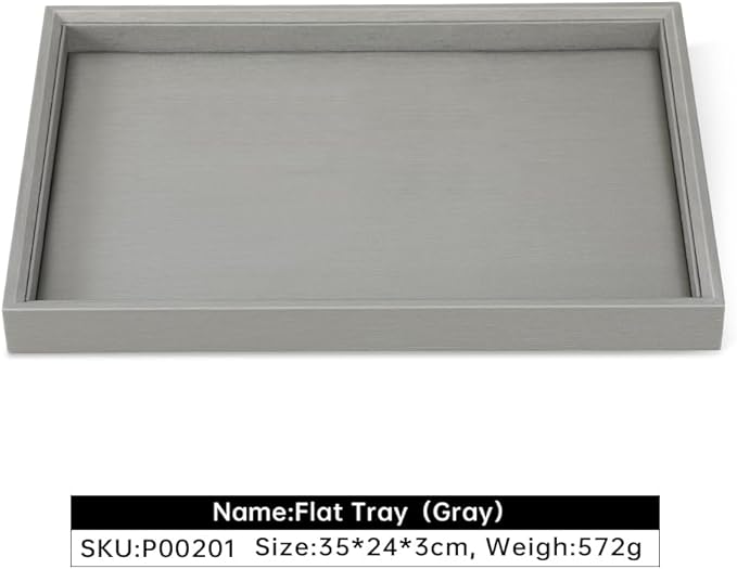 Jewelry Trays, Leather Tray,Luxury Grey Stackable Jewelry Trays For Necklace,Earring,Ring,Flat Jewelry Organizer For Dresser