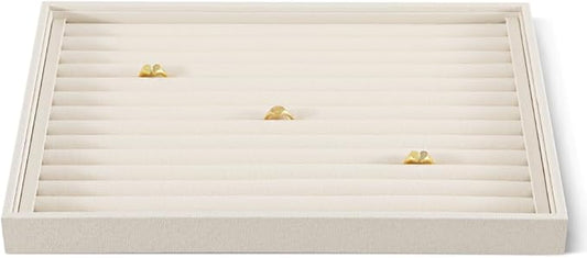 Linen Stackable Ring Ear Studs Display Tray, Premium Rings Storage Tray, Jeweler Shop Counter Showcase Table Top Organizers, Makeup Table Drawer Insert Jewelry Tray
