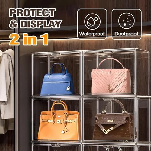 10 Pack Clear Thicken Sturdy Shoe Storage Organizer with Magnetic Door Stackable Boxes for Closet Folding Space-Saving Shoe Rack for Sneaker Boot Plastic Cabinet