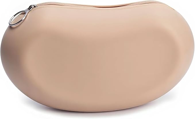 Silicone Makeup Bag for Travel, Zipper Makeup Tools Bag, Large Makeup Brush Holder, Waterpoof Toiletry Bag, Large Capacity Cosmetic Bags, Gifts for Girls Girlfriend Wife Birthday Gift (Khaki)