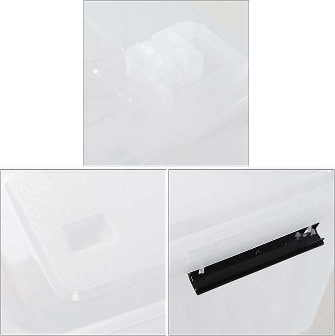 4-Pack 50 Quart Plastic Storage Bin Box Organizing Container with Lid and Secure Latching Buckles, Stackable Wheeled Box, Clear