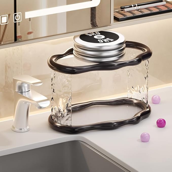 Bathroom Countertop Organizer, 2 Tier Bathroom Organizer and Storage, Acrylic Vanity Organizer Standing Holder Shelf, Perfume Makeup Skincare Cosmetic Desk Organizer for Bedroom Dressing Table, Black