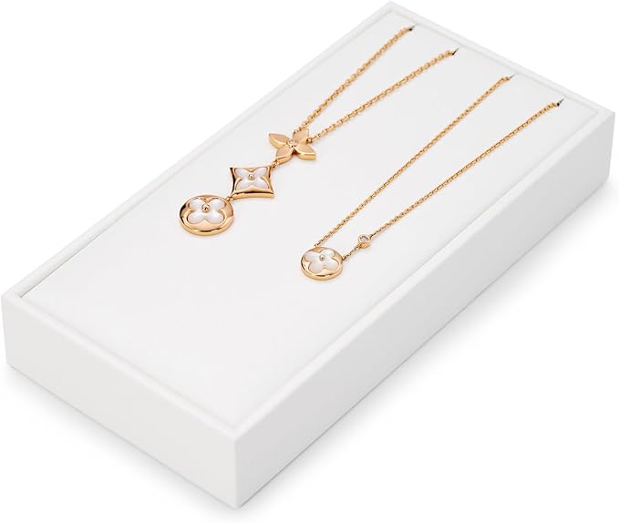 2 Slot Jewelry Stand Pendant Necklace Drawer Jewelry Organizer Tray White Bracelets Display Holder PU Leather
