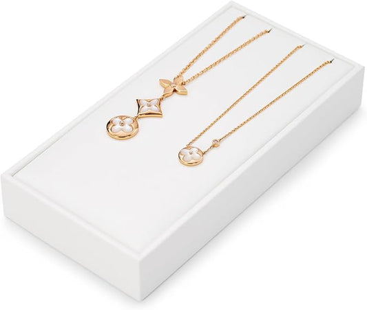 2 Slot Jewelry Stand Pendant Necklace Drawer Jewelry Organizer Tray White Bracelets Display Holder PU Leather