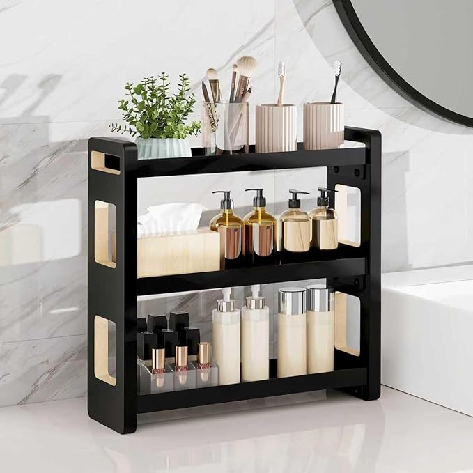 Bathroom Counter Organizer,Bathroom Counter Shelf,Bathroom Organizers,Under Sink Organizer,Cologne Organizer For Men,Cologne Cabinet,Spice Rack Organizer for Cabinet,Gifts(Black 3 Tier)