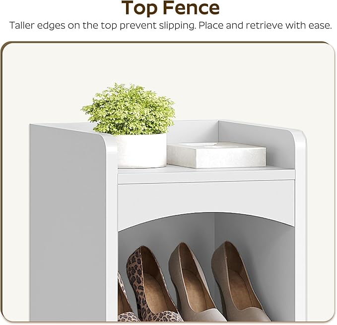 9-Tier Tall Shoe Rack, Wooden Shoe Storage Organizer, Narrow Shoe Cabinet with Removable Shelves for Small Spaces, Holds 18 Pairs of Shoes, for Entrance, Hallway, White SS02WT