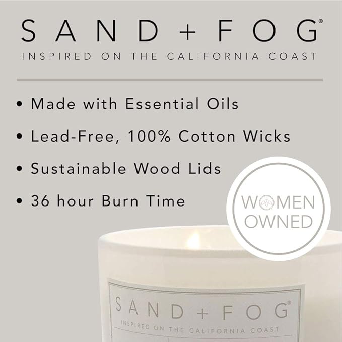 Sand + Fog Scented Candle - Apple Spice – Additional Scents and Sizes – 100% Cotton Lead-Free Wick - Luxury Air Freshening Jar Candles - Perfect Home Decor – 12oz