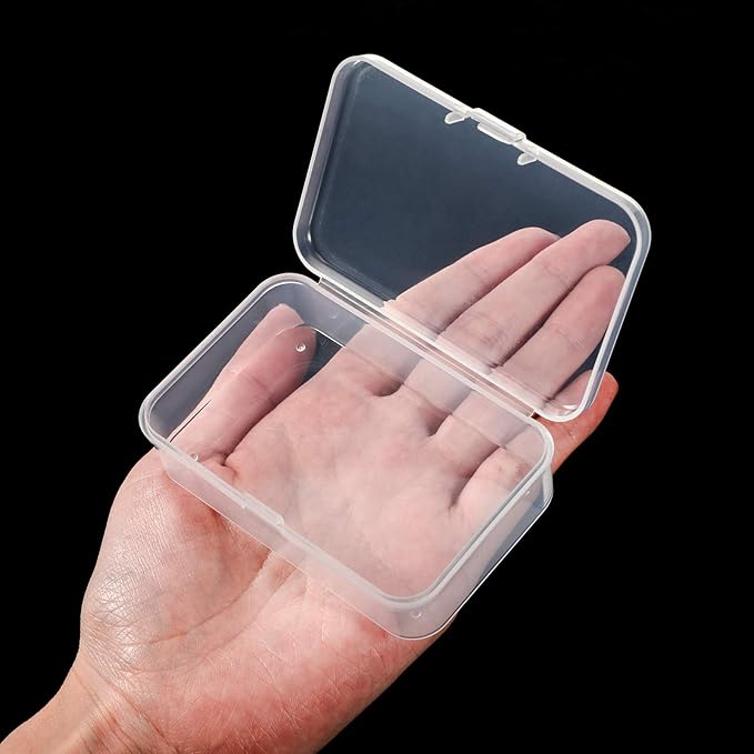 SATINIOR 100 Pcs Clear Plastic Beads Storage Containers Box Small Clear Boxes with Hinged Lid Plastic Case Mini Square Arts Crafts Storage Organizers for Small Items(3.27 x 2.13 x 1.02 Inch)