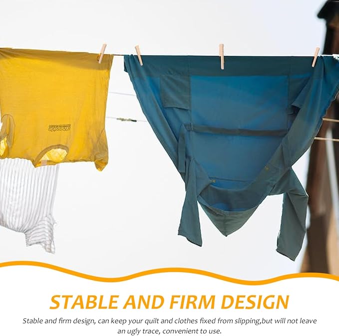 PRETYZOOM 100Pcs Wooden Clothespins, Heavy Duty Clothes Clips Clothesline Clamps Pegs for Home Outdoor Laundry Drying Rack Sock Quilt Crafts, Photo Hanging, Food Bag Sealing