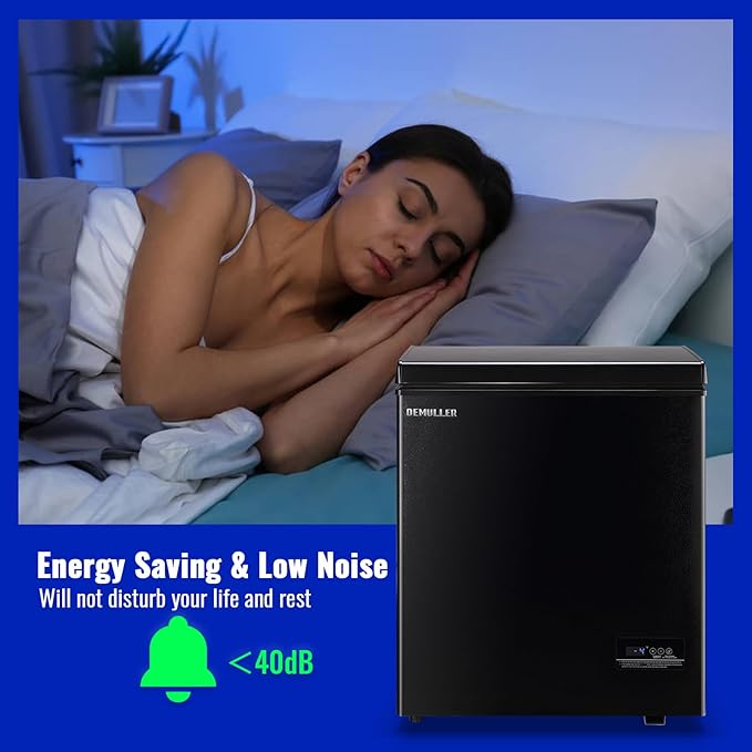 Chest Freezer with Electronic Panel, Accurate Temperature Display to 1 ℉ 4.0 Cu.ft Deep Freezing Machine with 2 Removable Baskets Suitable for Home Kitchen Apartment Black
