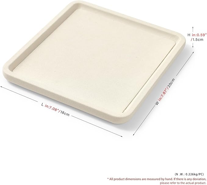 Oirlv Microfiber Jewelry Display Tray Jewelry Display Flat Tray for Rings Earrings Necklace Bracelet Jewelry Photograph Display Catchall （M,Creamy-White）