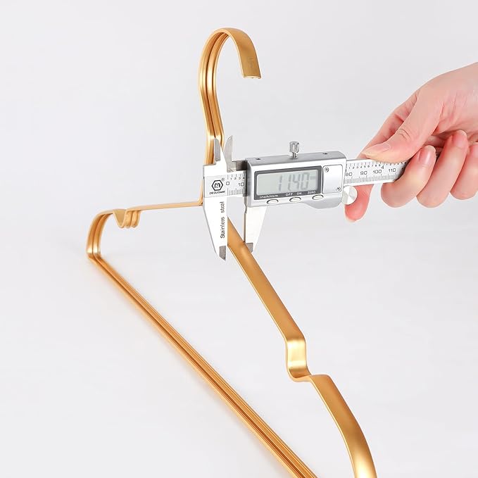 16.3" Premium Aluminum Coat Hangers, Extra Smooth & Durable Metal Shirt Dress Hanger, Light & Sturdy Metal Rack for Jacket Trouser Pant Slack, 20 Pack, Gold