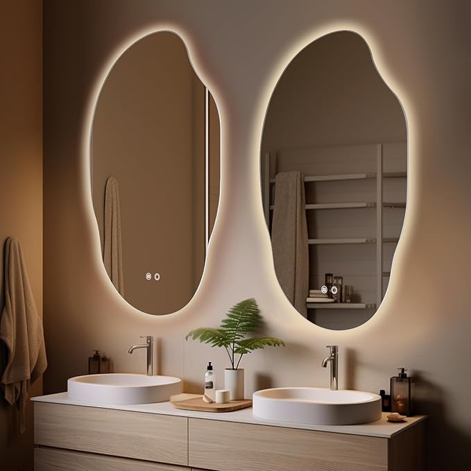 WallBeyond LED Bathroom Mirror with Lights, 25 x 35 Inch Led Bathroom Vanity Mirror for Wall, Anti Fog Mirror for Bathroom, 3 Colors and Dimmable Light, Horizontal/Vertical