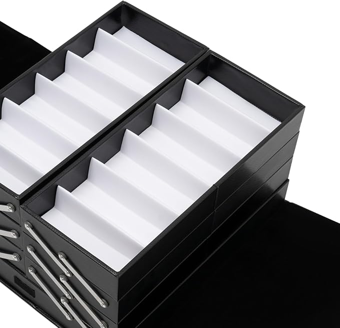 Eapmic 48 Slot Sunglasses Display Case Black Luxury Sunglass Glasses Display Drawer Sunglass Eyewear Display Suitcase Eyeglasses Collector Organizer Box