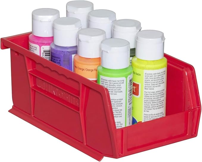 Akro-Mils 30220 AkroBins Plastic Storage Bins, Space-Saving Stackable Bins for Garage, Pantry, Craft Organization, 7-Inch x 4-Inch x 3-Inch, Stone, 24-Pack