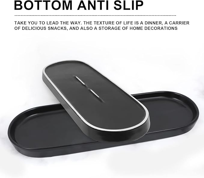 Ceramic Sink Tray, Suit for Bathroom Counter, Bathtub, Cosmetics Dish, Candle, Perfume Shampoo Liquid Soap Tray Simple Style Design Suit for Bathroom and Kitchen (2pcs White)