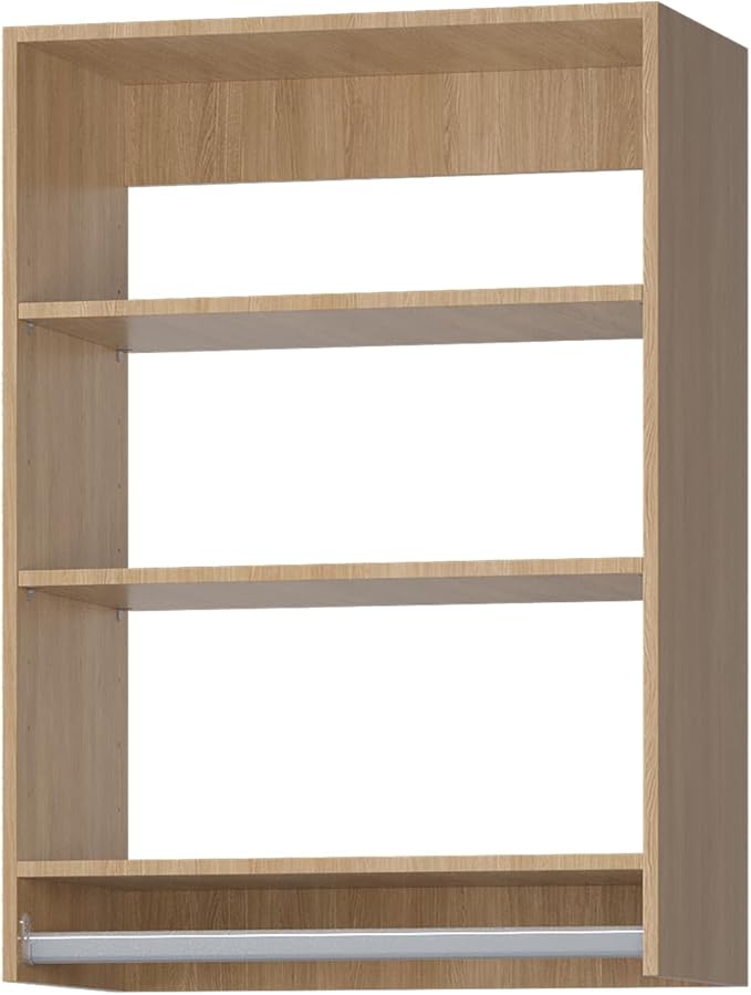 ROOMTEC 31.5" Medium Hanging Closet Unit, Modular Closet System with Hanging Rod, Wardrobe Organizer for Bedroom or Walk-in Closet, Wall Mounted, Customizable Clothes Storage Unit, Wood