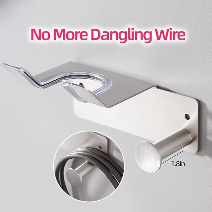 Hair Dryer Holder, Hair Dryer Holder Wall Mounted, Self Adhesive Blow Dryer Holder, Stainless Steel Dyson Hair Dryer Holder, Hairdryer Holder for Bathroom BANJEKT