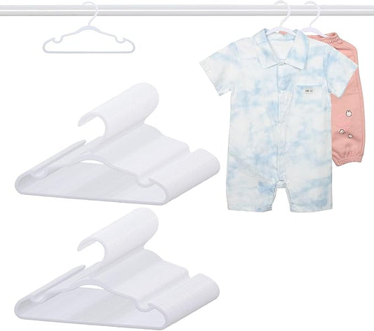 100 Pack White Baby Hangers 11.42 Inch - Kids Non-Slip Clothes Hangers for Infant & Child, Durable Plastic Children's Hangers for Closet, Pants, Coats, Skirts