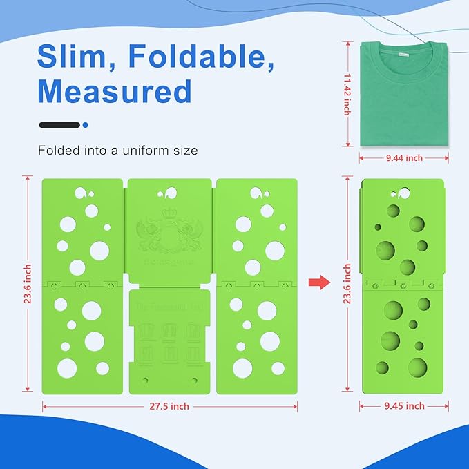 BoxLegend V5 Shirt Folding Board T-Shirt Folder Clothes Folder Laundry Organizer Helper for Adult Clothing Durable Plastic Folding Tool, Green
