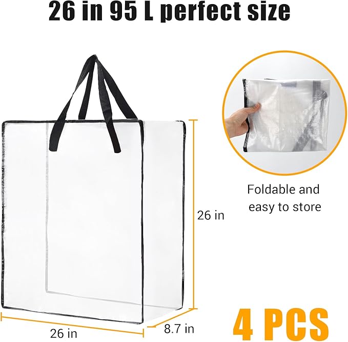 Wreath Storage Bag 4-Pack, 26 Inches 95 L Wreath Storage Container for Home Storage, Storage Bag for Spring Summer Christmas Wreath Decorations or Clothing Blanket Comforters Bed Sheets Pillows