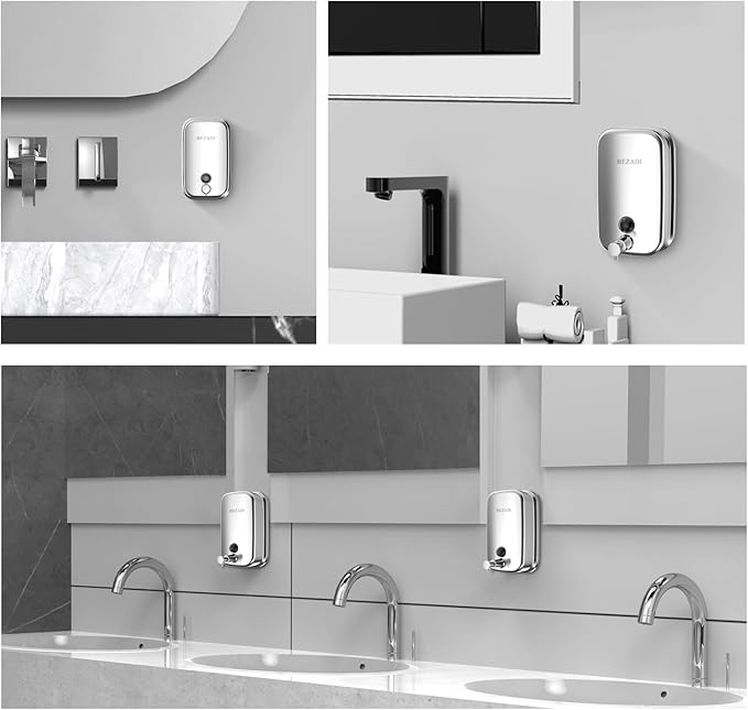 Commercial Soap Dispenser Stainless Steel Wall Mount for Bathroom and Kitchen with Premium Anti-Leak Pump and Corrosion-Proof Lining 17oz/500ml 8182