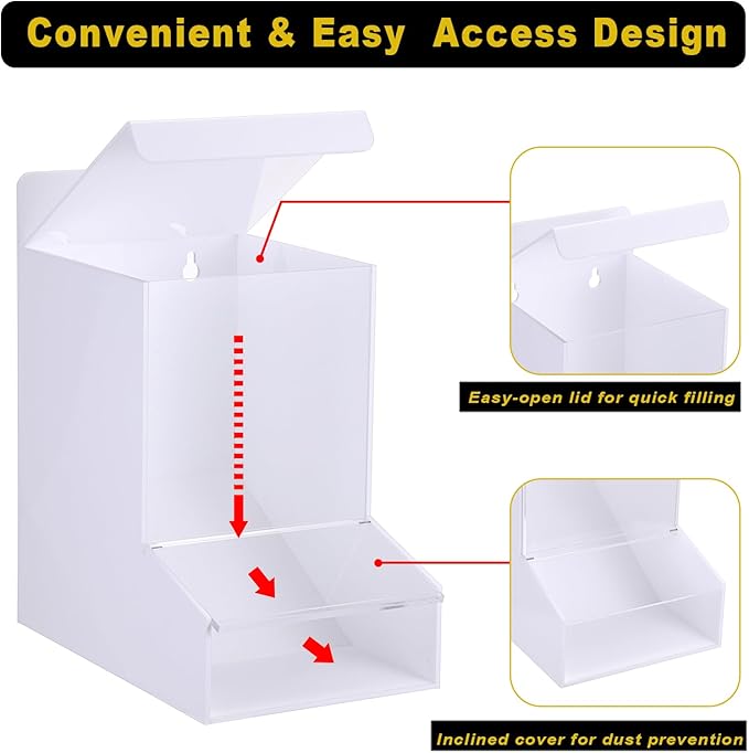 Kokone Candy Dispenser Countertop with Lids,Acrylic Container for Laundry Pods Dishwasher Pods Plastic Bags,Wall Mounted Candy Dispenser,Acrylic Dispenser for Desk Pantry Kitchen Laundry Room,White